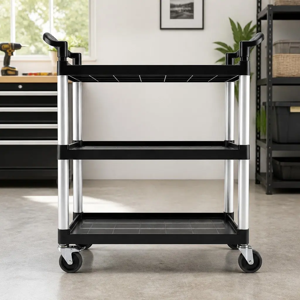 3-Tier Tool Trolley with Lockable Wheels