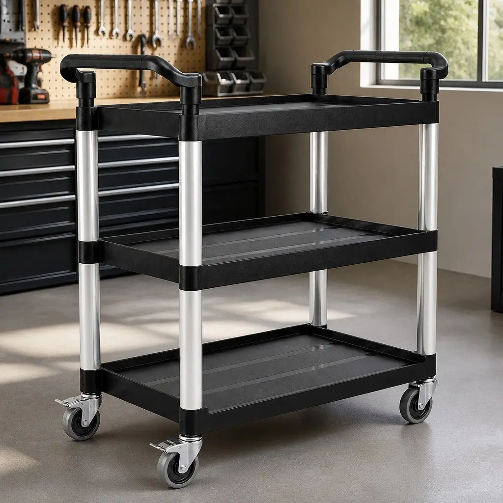 3-Tier Tool Trolley with Lockable Wheels