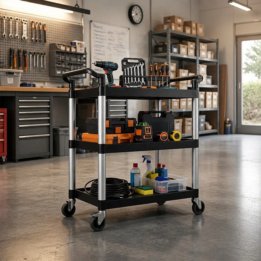 3-Tier Tool Trolley with Lockable Wheels