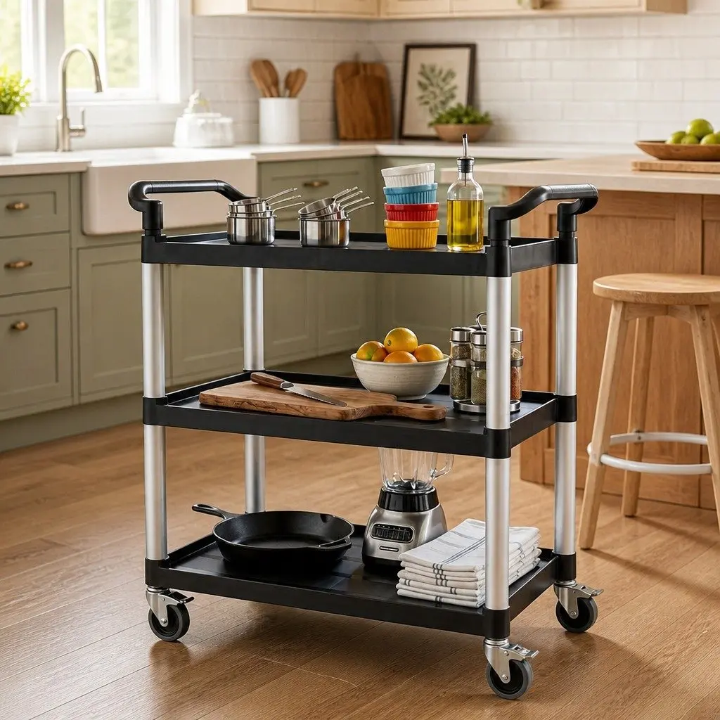 3-Tier Tool Trolley with Lockable Wheels