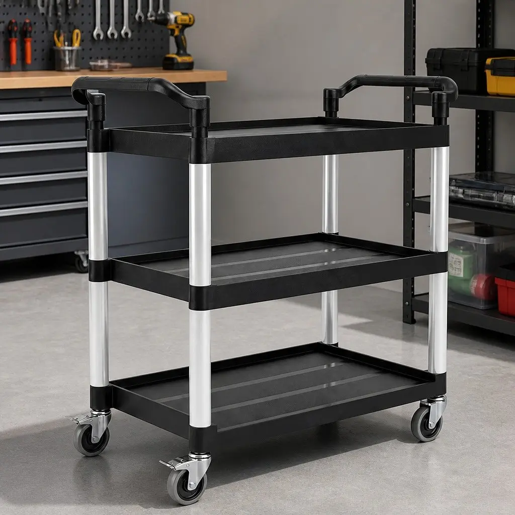 3-Tier Tool Trolley with Lockable Wheels
