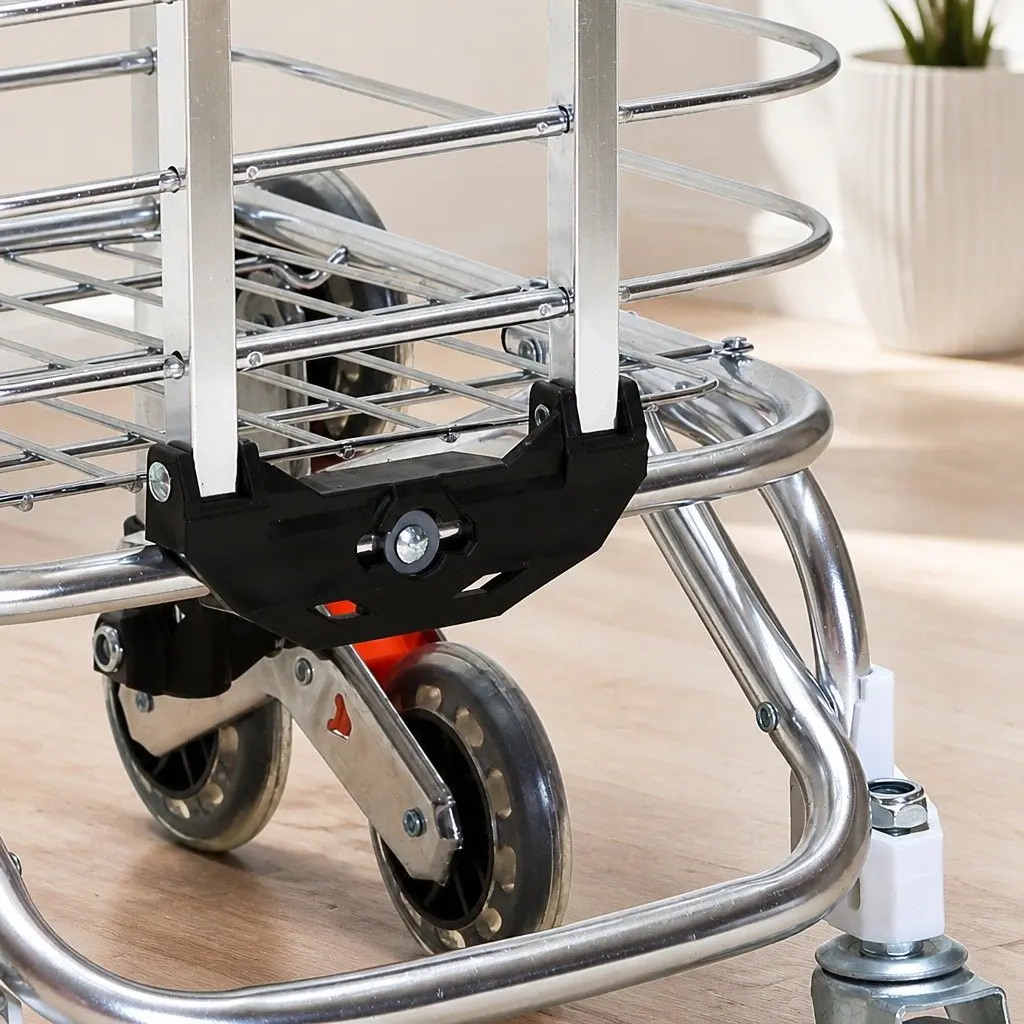 Foldable Shopping Cart Trolley Purple Silver Stair Climbing Wheels 35L Capacity