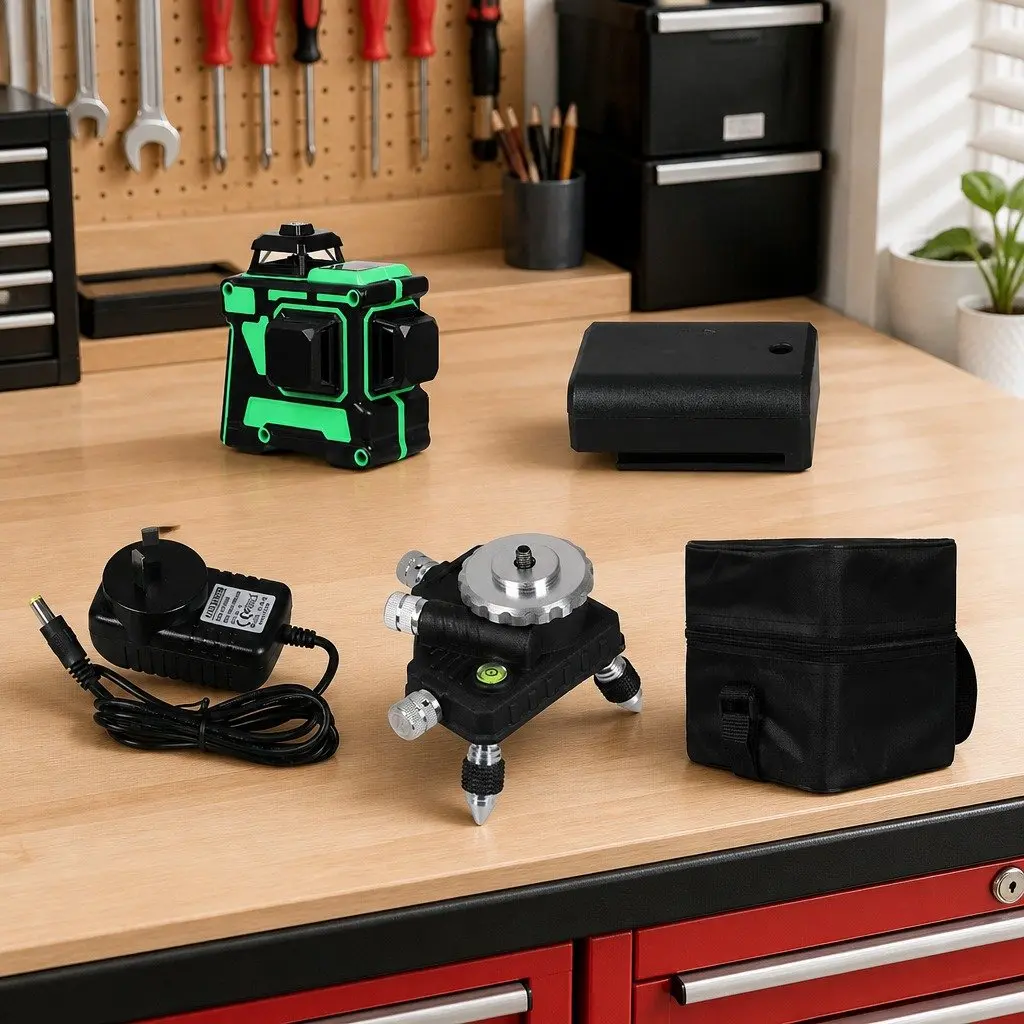 Laser Level Green 12 Line Self Leveling with Adjustable Tripod Tool Bag Kit