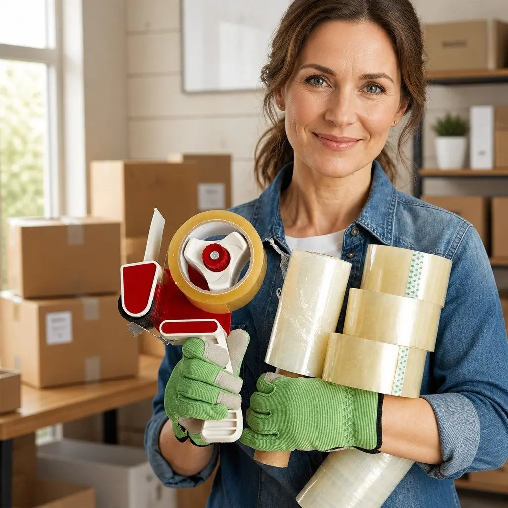 Packaging Tape Dispenser Gun Red Handheld 50mm Ergonomic Grip