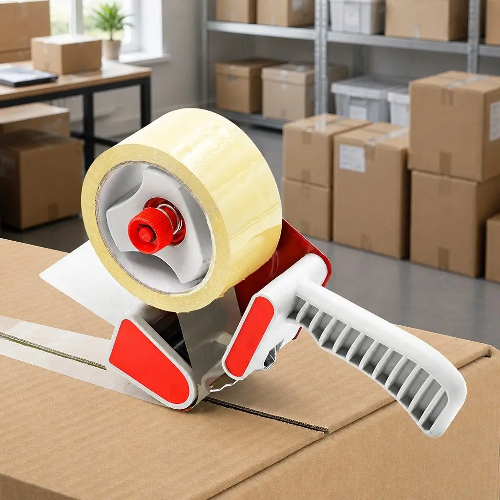 Packaging Tape Dispenser Gun Red Handheld 50mm Ergonomic Grip