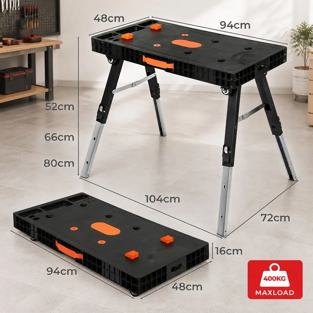 5-in-1 Foldable Workbench Sawhorse Scaffold Work Table 400kg Capacity