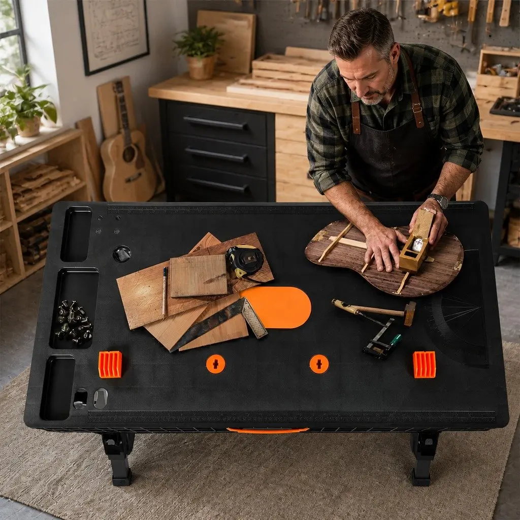 5-in-1 Foldable Workbench Sawhorse Scaffold Work Table 400kg Capacity