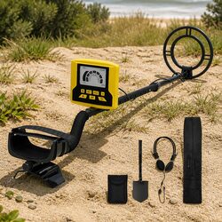 Metal Detector Waterproof LCD Display 24cm Search Coil Adjustable Beach Hunting