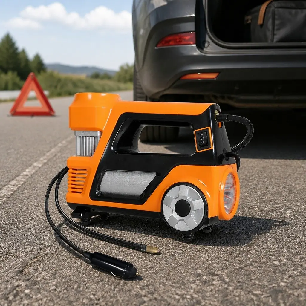 12V Car Tyre Inflator Orange Portable Digital Air Pump 150PSI with LED Light