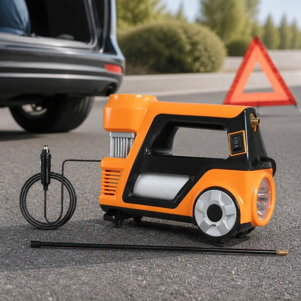 12V Car Tyre Inflator Orange Portable Digital Air Pump 150PSI with LED Light
