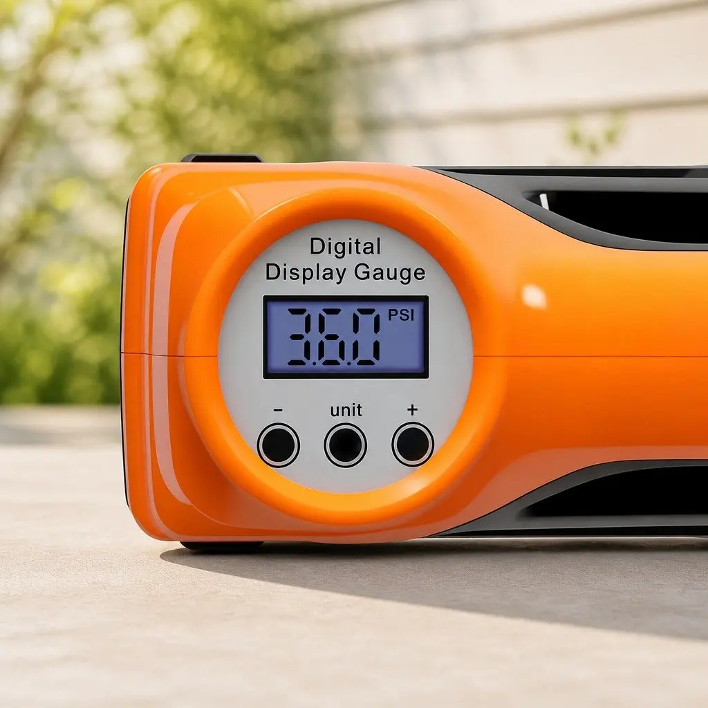 12V Car Tyre Inflator Orange Portable Digital Air Pump 150PSI with LED Light