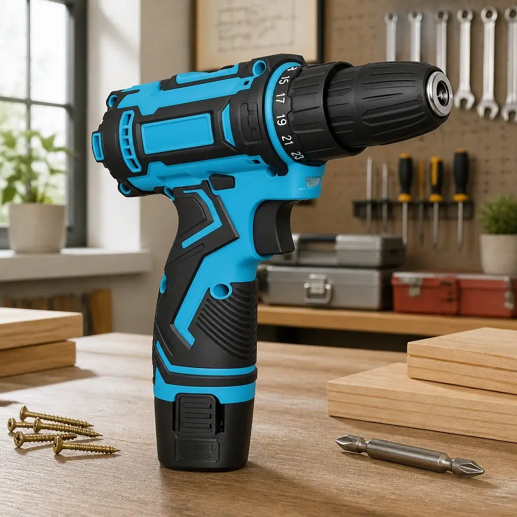 12V Cordless Drill Driver Blue 2.0Ah Battery 74 Piece Accessory Set