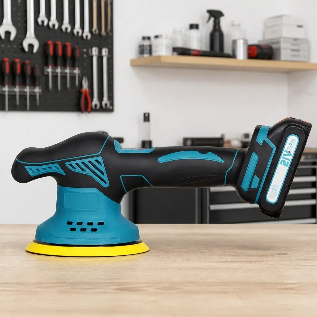 Cordless Car Polisher Blue 6 Inch Brushless Motor 6 Speed Orbital Detailing