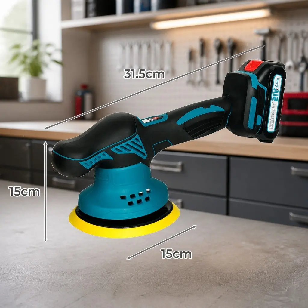 Cordless Car Polisher Blue 6 Inch Brushless Motor 6 Speed Orbital Detailing