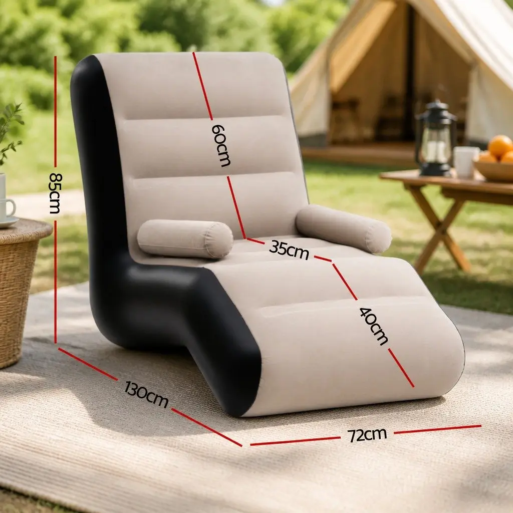 Inflatable Air Chair Coffee Portable Flocked PVC Lightweight Rapid Valve System