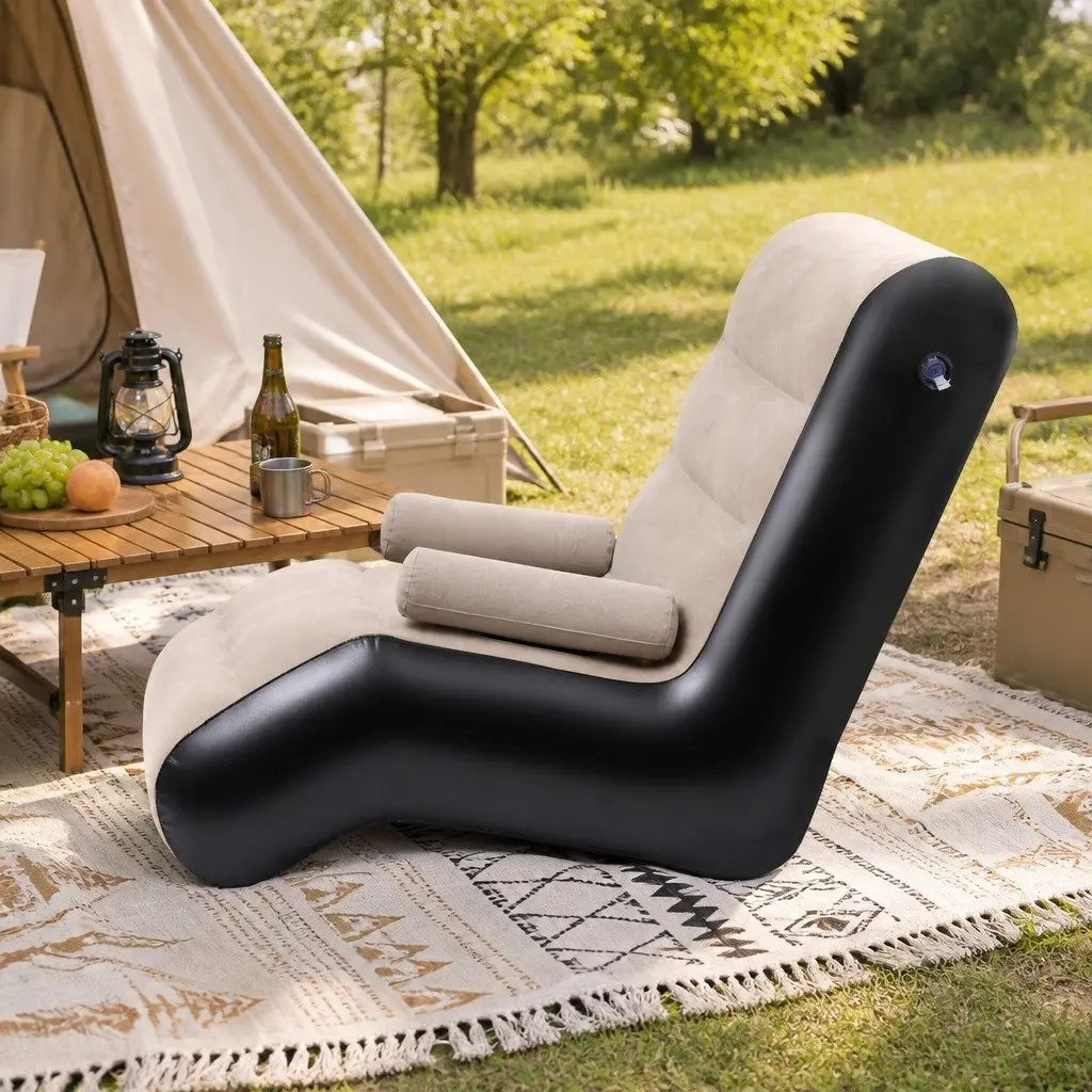 Inflatable Air Chair Coffee Portable Flocked PVC Lightweight Rapid Valve System