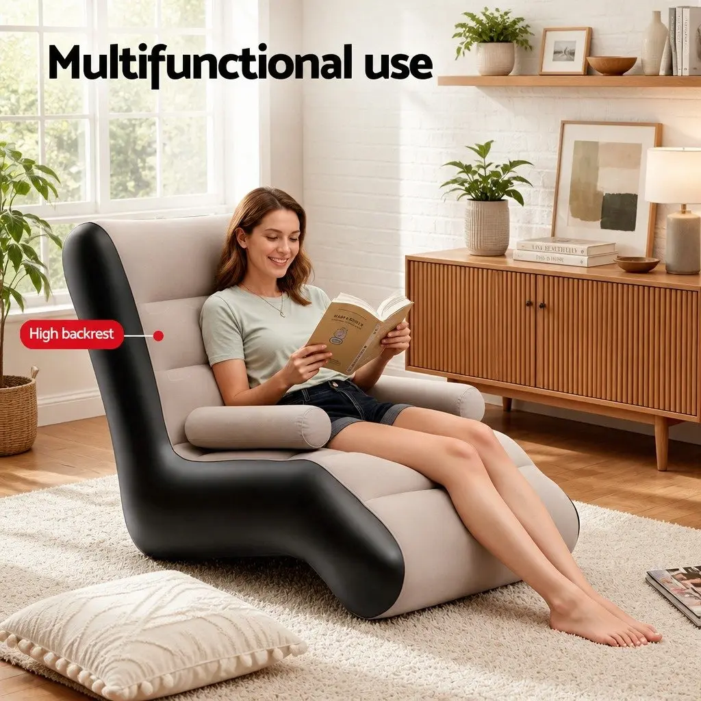 Inflatable Air Chair Coffee Portable Flocked PVC Lightweight Rapid Valve System