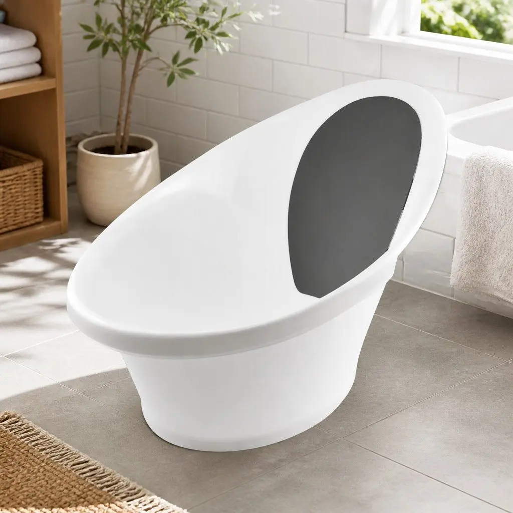 Baby Bath Tub Black 60cm Soft Foam Backrest Bum Bump Support for Newborn 12 Months