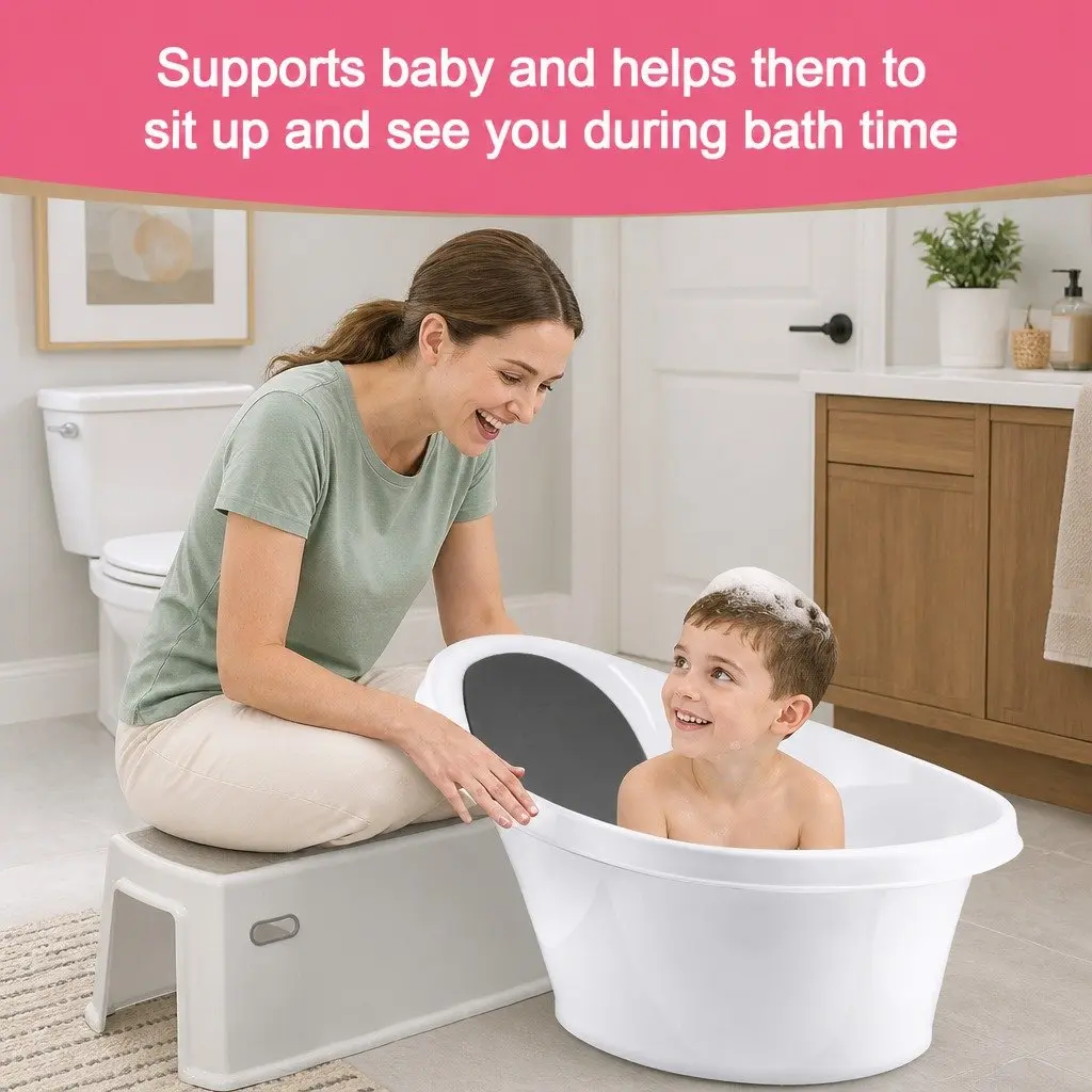 Baby Bath Tub Black 60cm Soft Foam Backrest Bum Bump Support for Newborn 12 Months