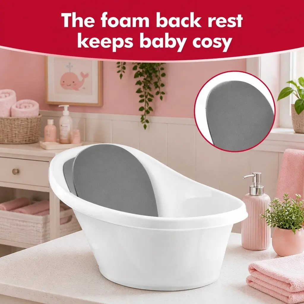 Baby Bath Tub Black 60cm Soft Foam Backrest Bum Bump Support for Newborn 12 Months