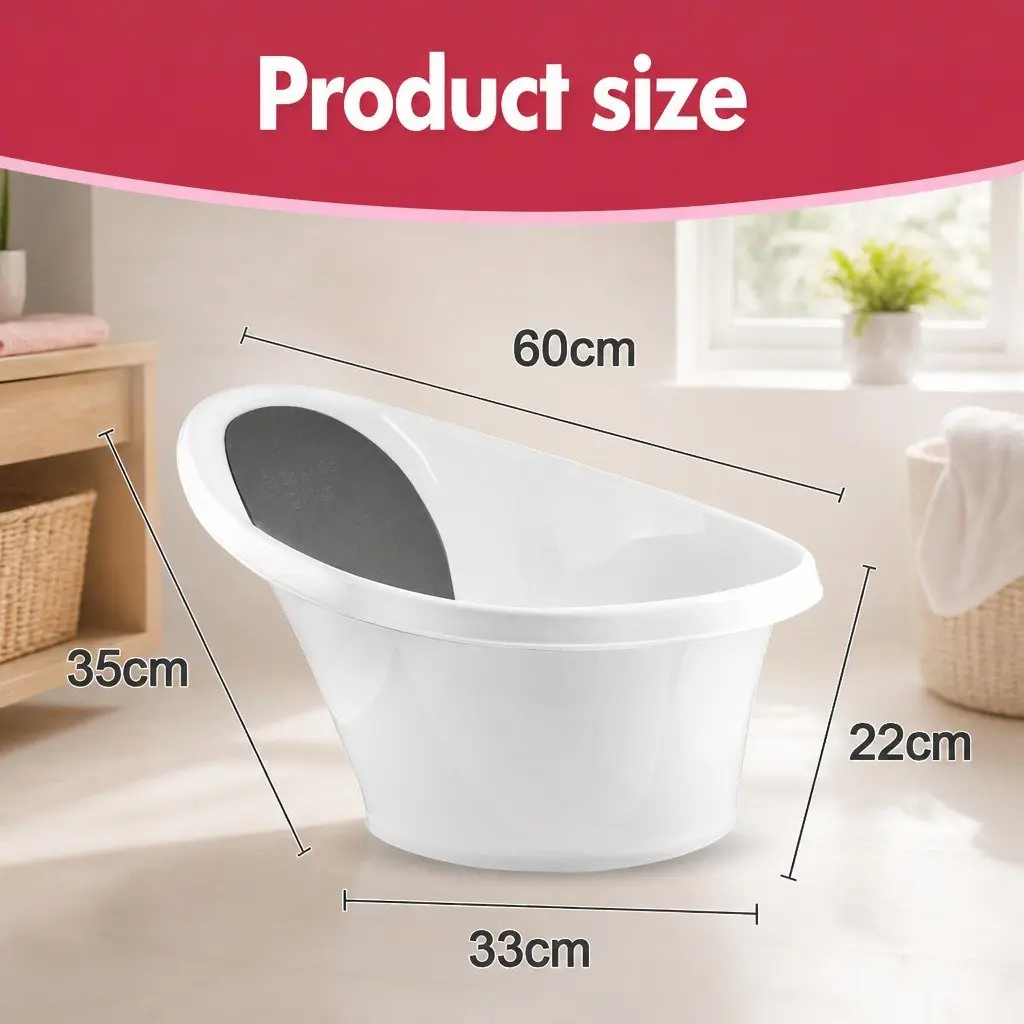 Baby Bath Tub Black 60cm Soft Foam Backrest Bum Bump Support for Newborn 12 Months