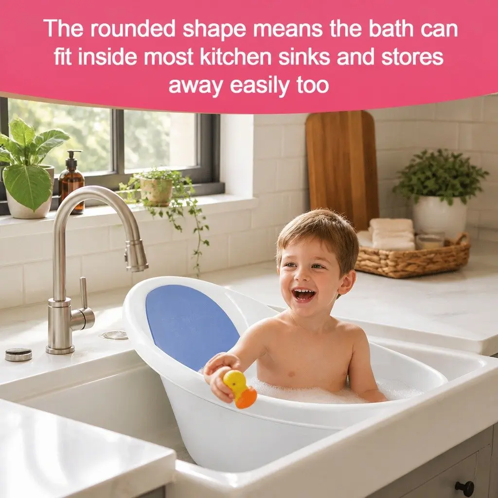 Baby Bath Tub with Backrest and Bum Bump Support for Newborns to 12 Months