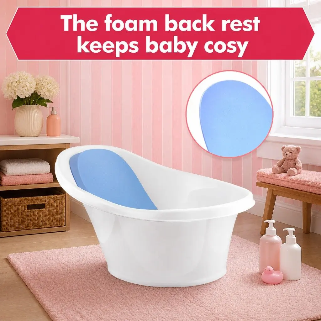 Baby Bath Tub with Backrest and Bum Bump Support for Newborns to 12 Months