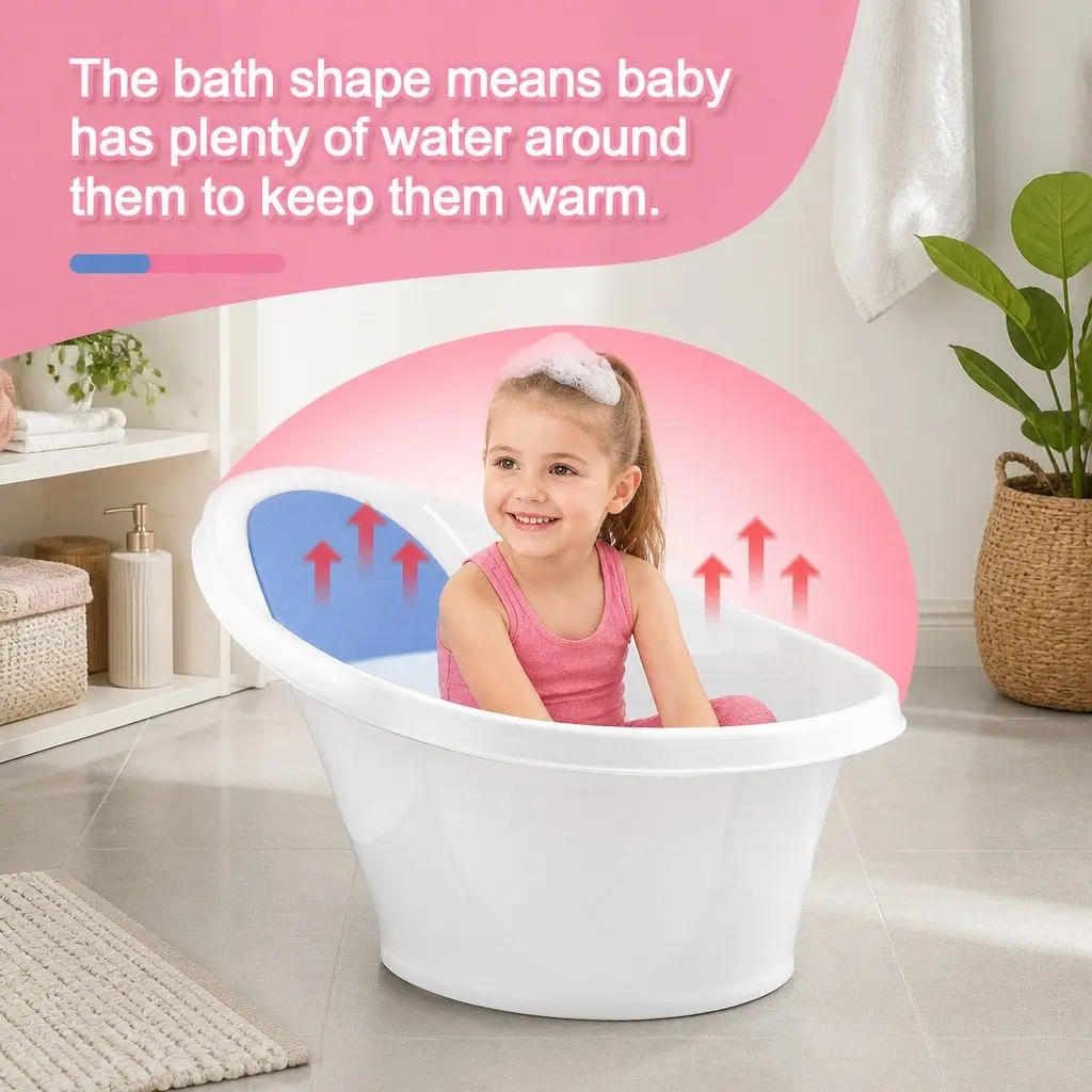Baby Bath Tub with Backrest and Bum Bump Support for Newborns to 12 Months