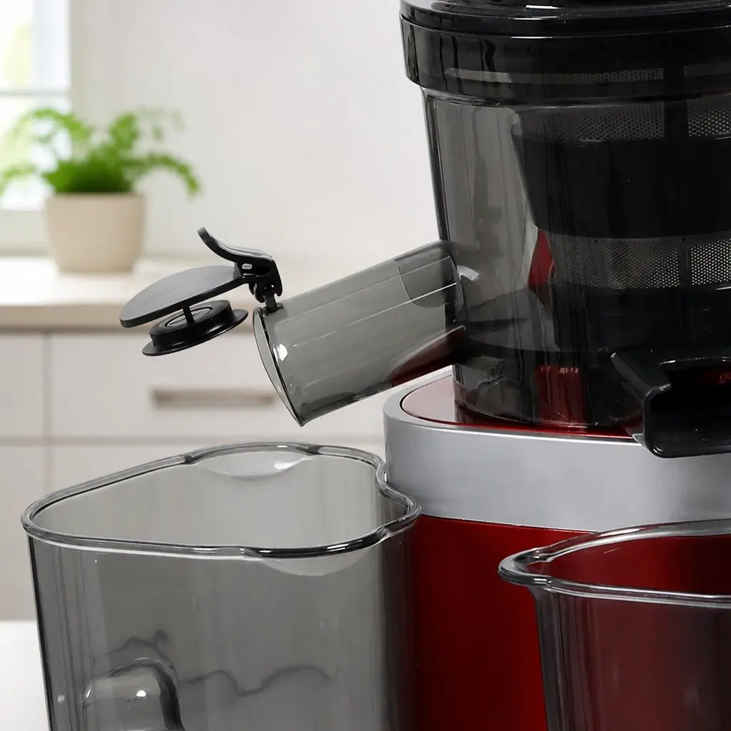 Cold Press Slow Juicer Black Red 200W Low Speed Masticating Technology Whole Fruit Extractor