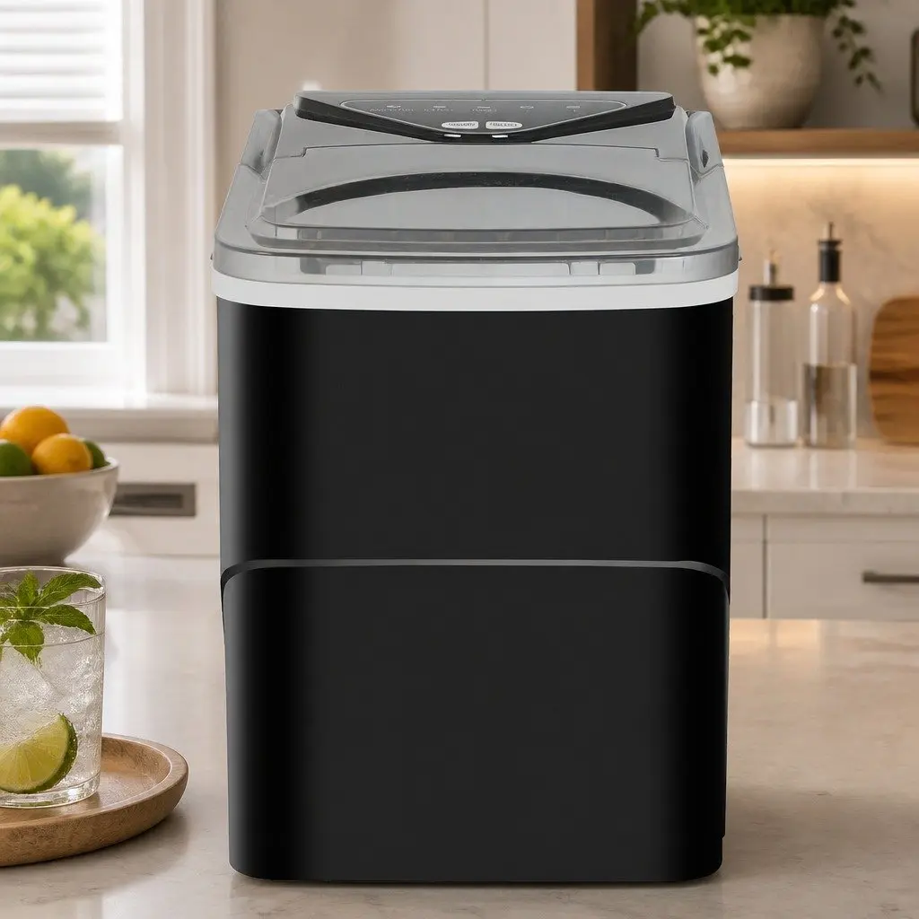Portable Ice Maker Machine Black Compact Self Clean 15kg Daily Output Bullet Ice