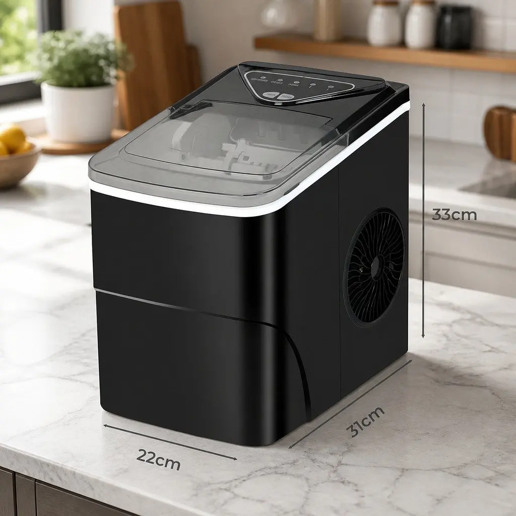 Portable Ice Maker Machine Black Compact Self Clean 15kg Daily Output Bullet Ice
