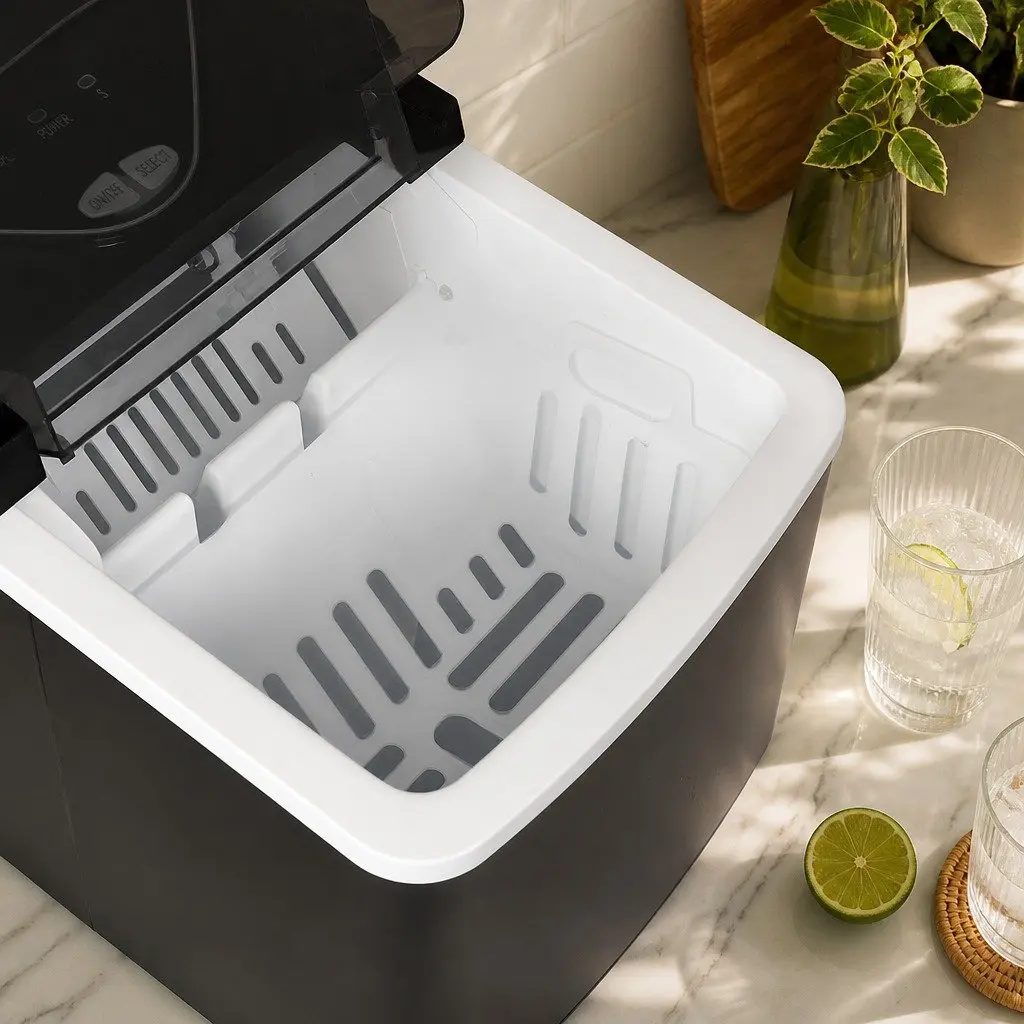 Portable Ice Maker Machine Black Compact Self Clean 15kg Daily Output Bullet Ice