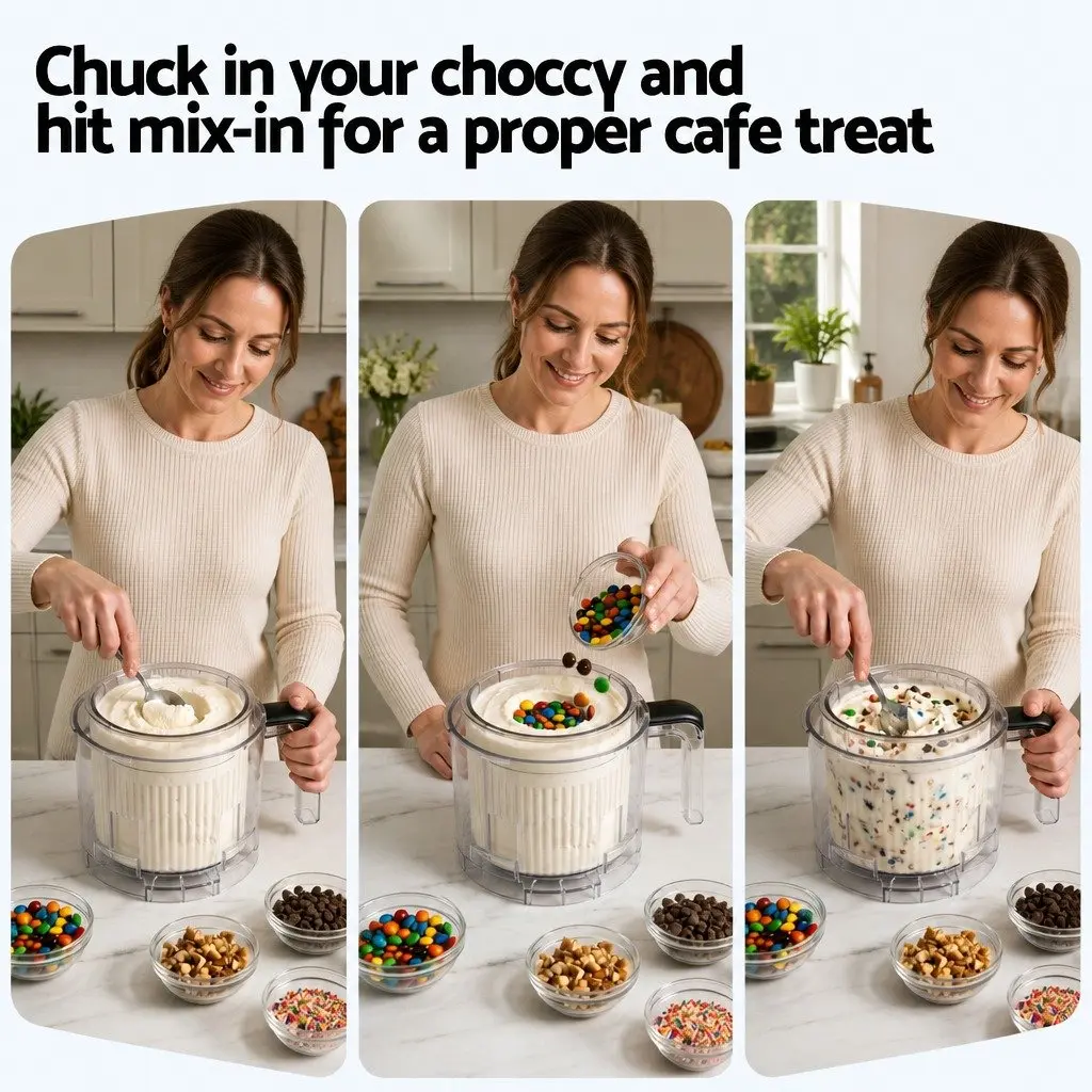 10-in-1 Ice Cream Maker Black Touch-Screen Interface Fast Processing Self-Cleaning
