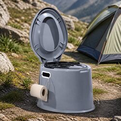Portable Camping Toilet 6L Capacity Outdoor Potty Seat with Waste Bucket Handle