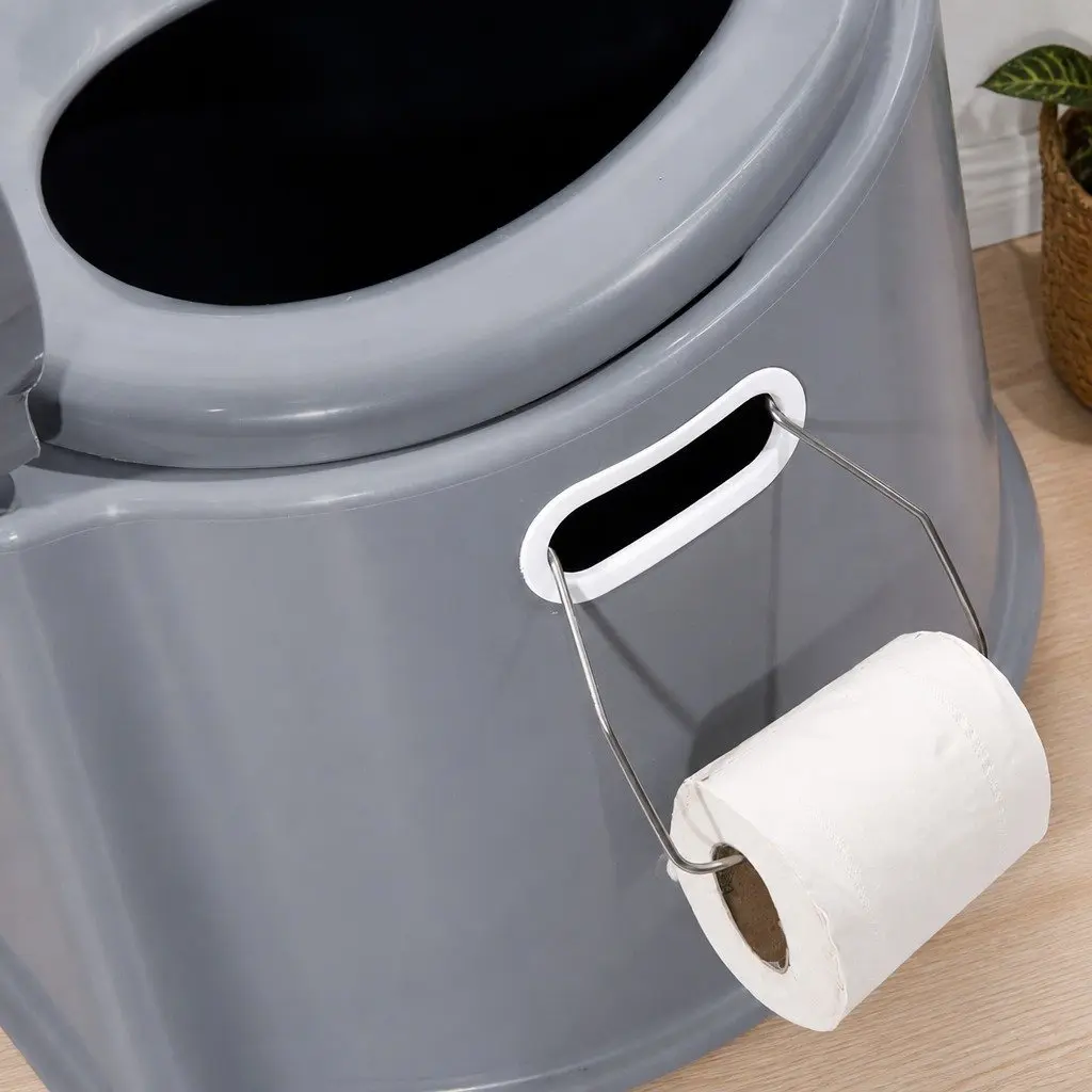Portable Camping Toilet Grey 6L Capacity with Removable Waste Bucket and Handle