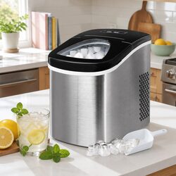 Portable Ice Cube Maker 2.4L Water Tank Silver Countertop Machine Quick Freezing