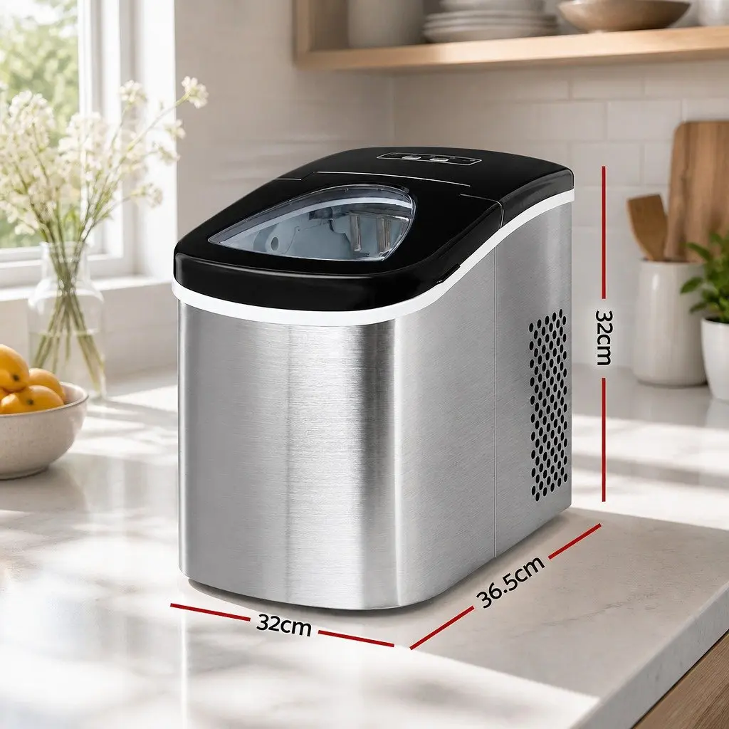 Ice Maker Silver 2.4L Portable Countertop Quick Freezing 9 Cubes per Cycle Bullet-shaped Ice