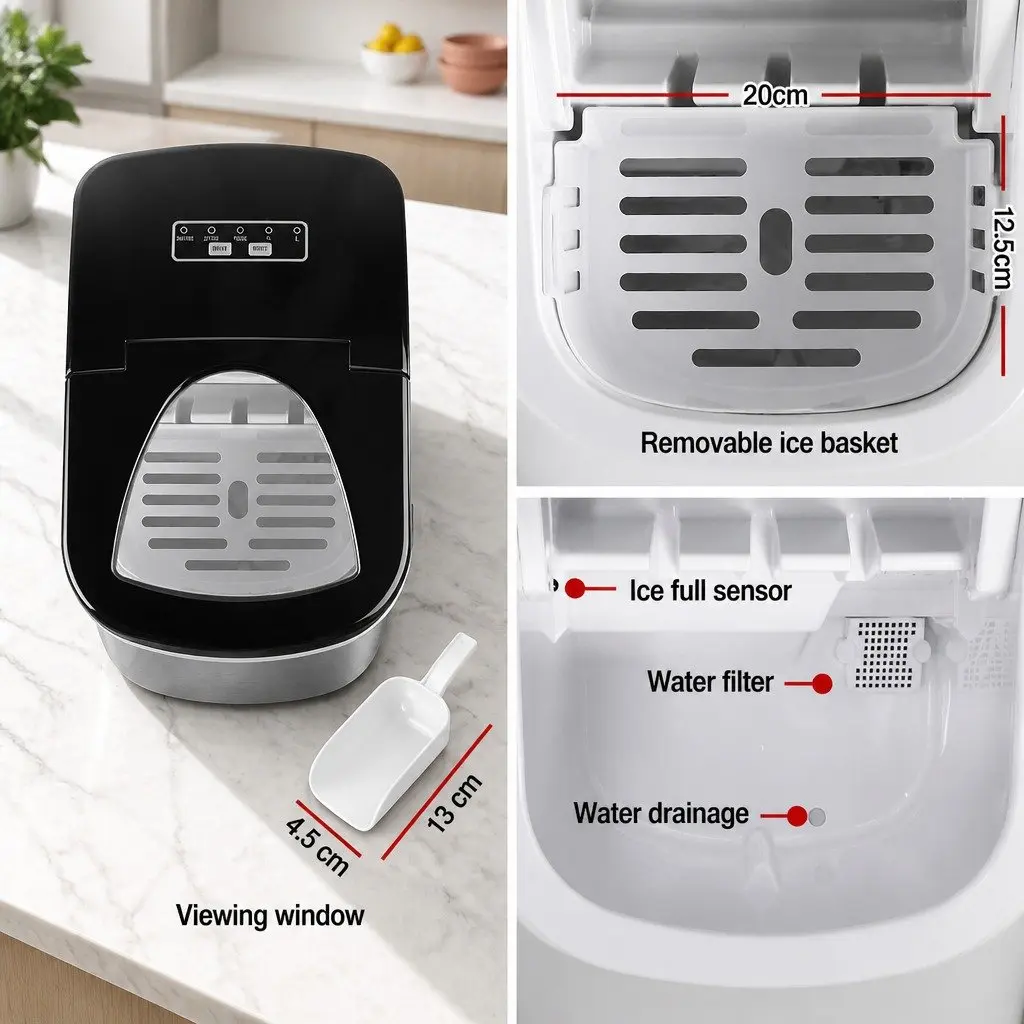Ice Maker Silver 2.4L Portable Countertop Quick Freezing 9 Cubes per Cycle Bullet-shaped Ice