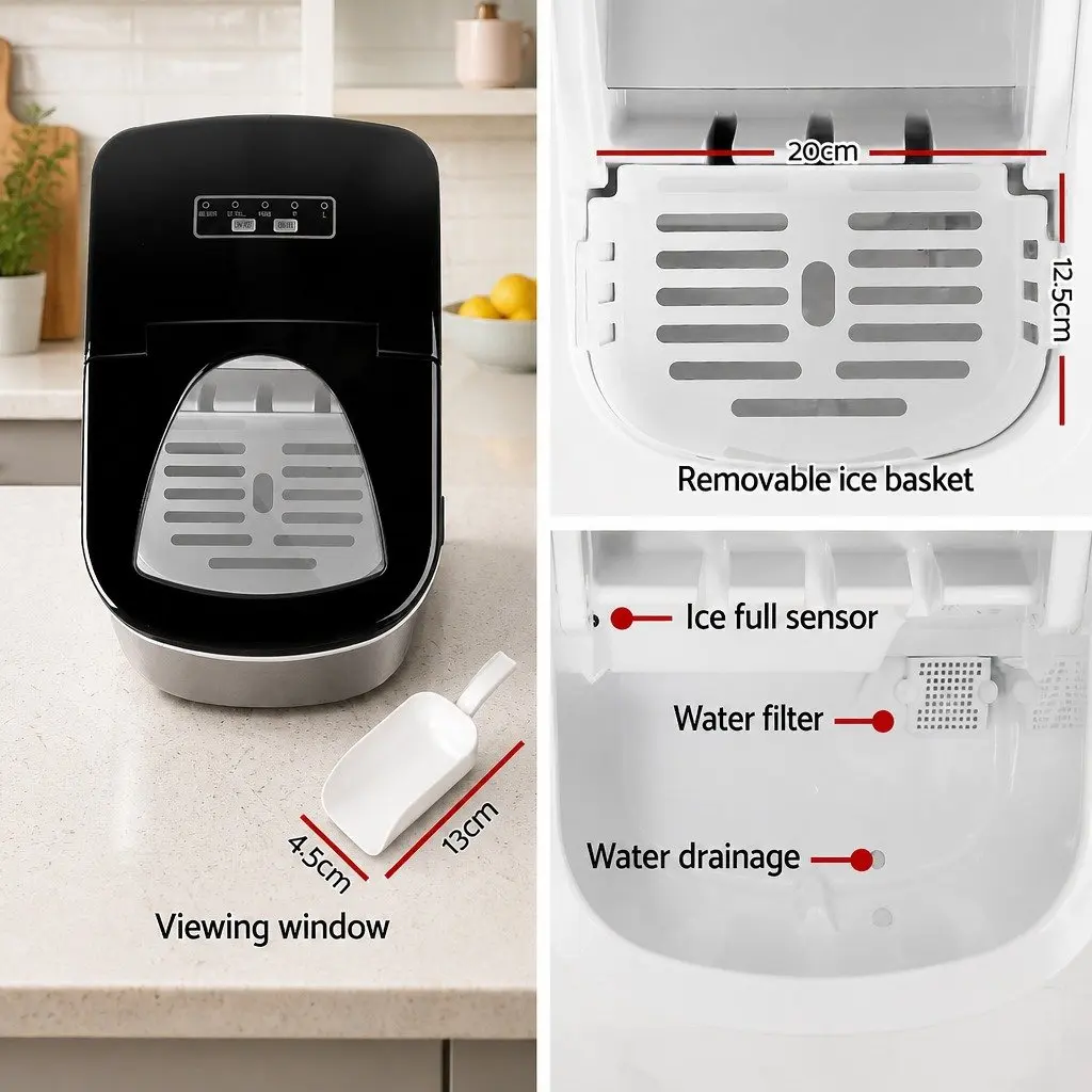 Ice Maker Silver 2.4L Portable Countertop Quick Freezing 9 Cubes per Cycle Bullet-shaped Ice