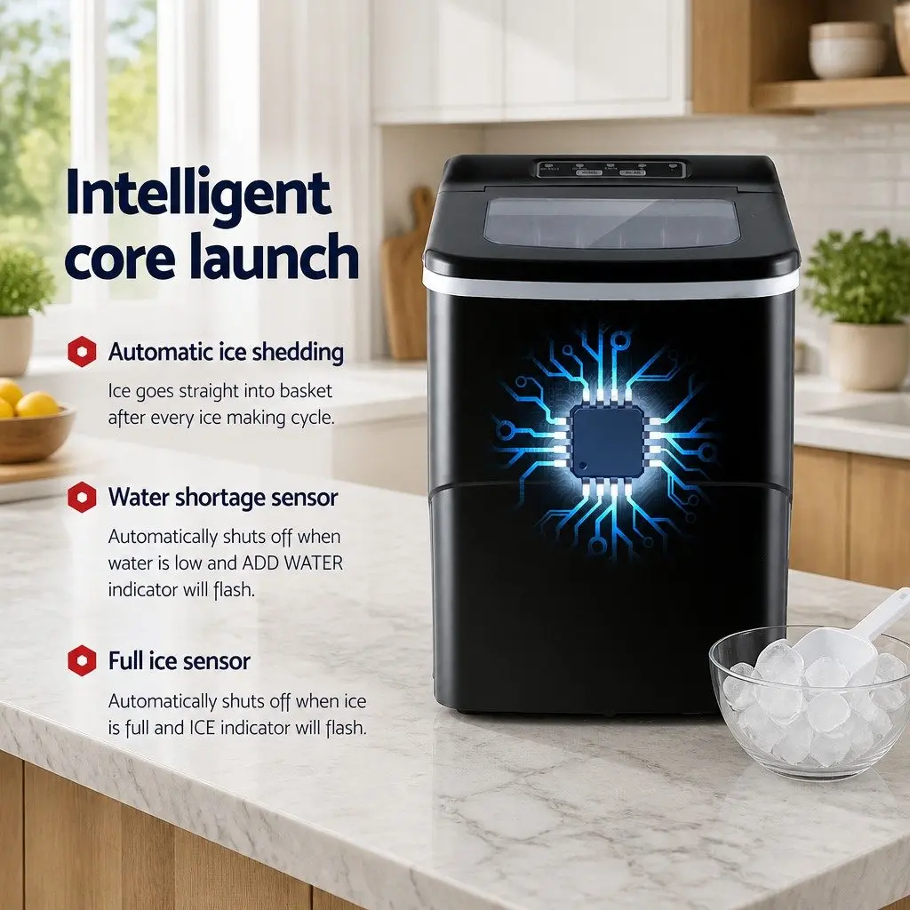 Ice Maker Black 2L Portable Compact Countertop Quick Easy Production