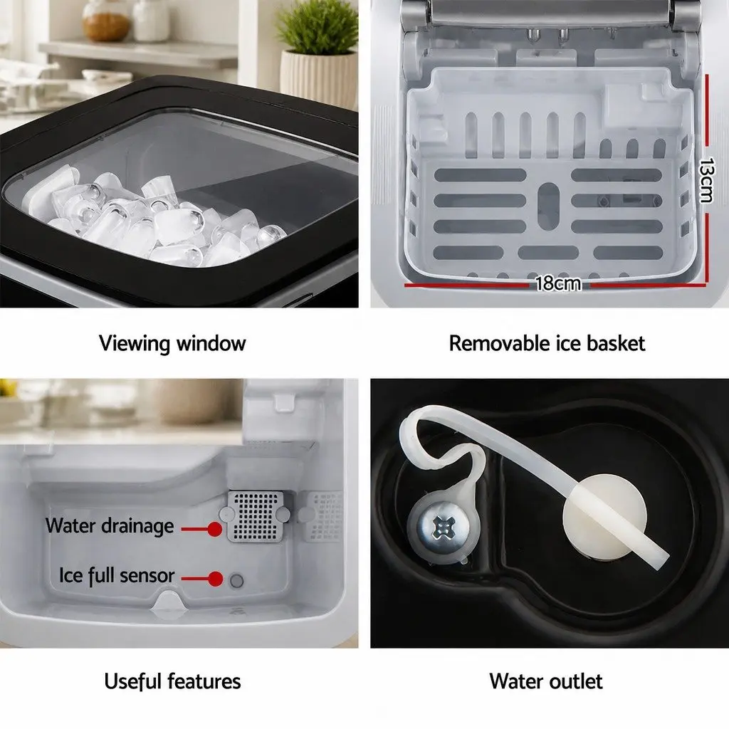 Ice Maker Black 2L Portable Compact Countertop Quick Easy Production