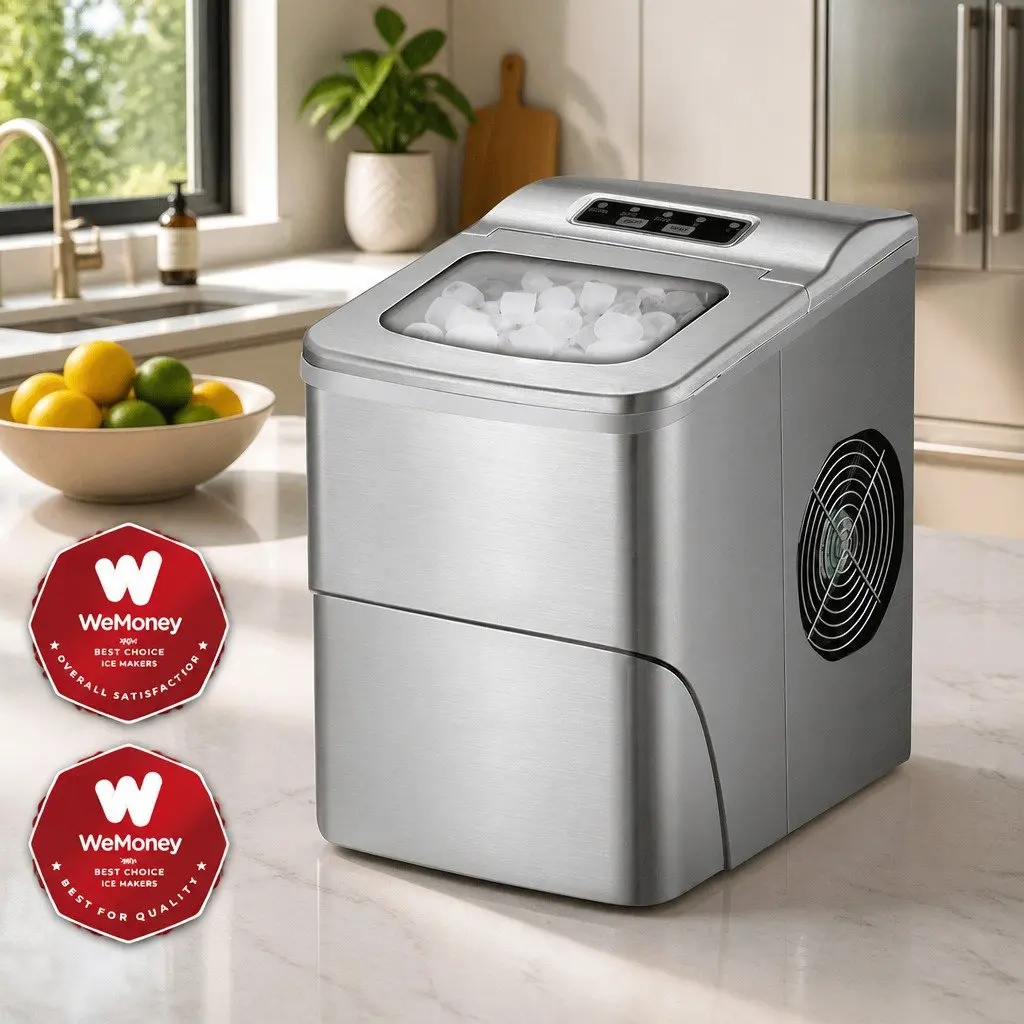 Portable Ice Maker Silver Compact 12kg Daily Production Bullet-Shaped