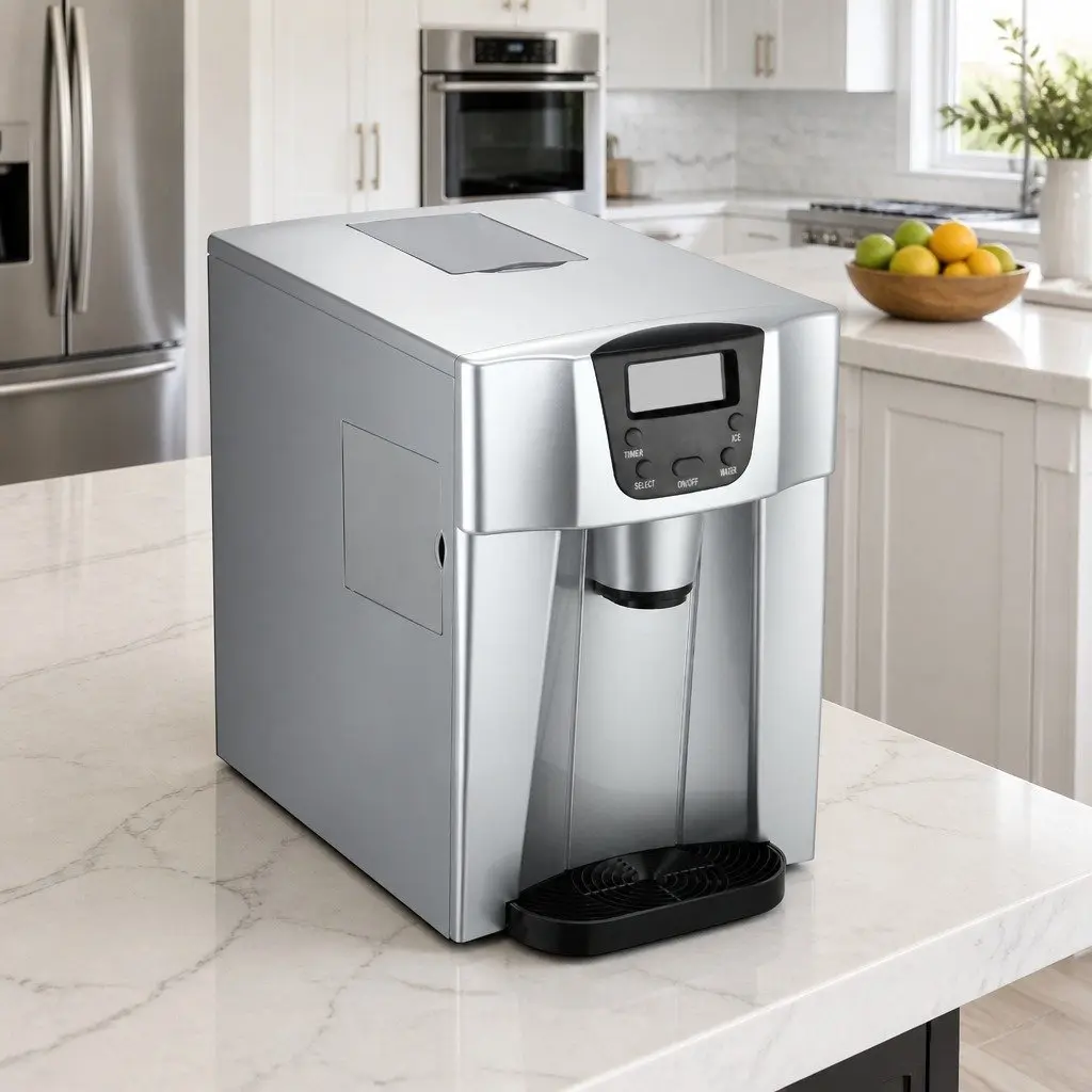 Ice Maker Silver 2L Countertop Portable Ice Cube Machine with Water Dispenser