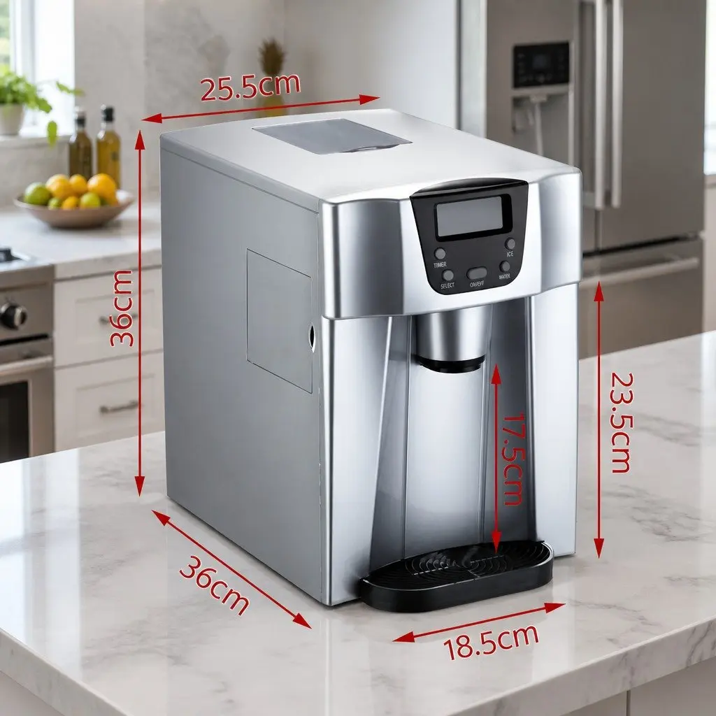 Ice Maker Silver 2L Countertop Portable Ice Cube Machine with Water Dispenser