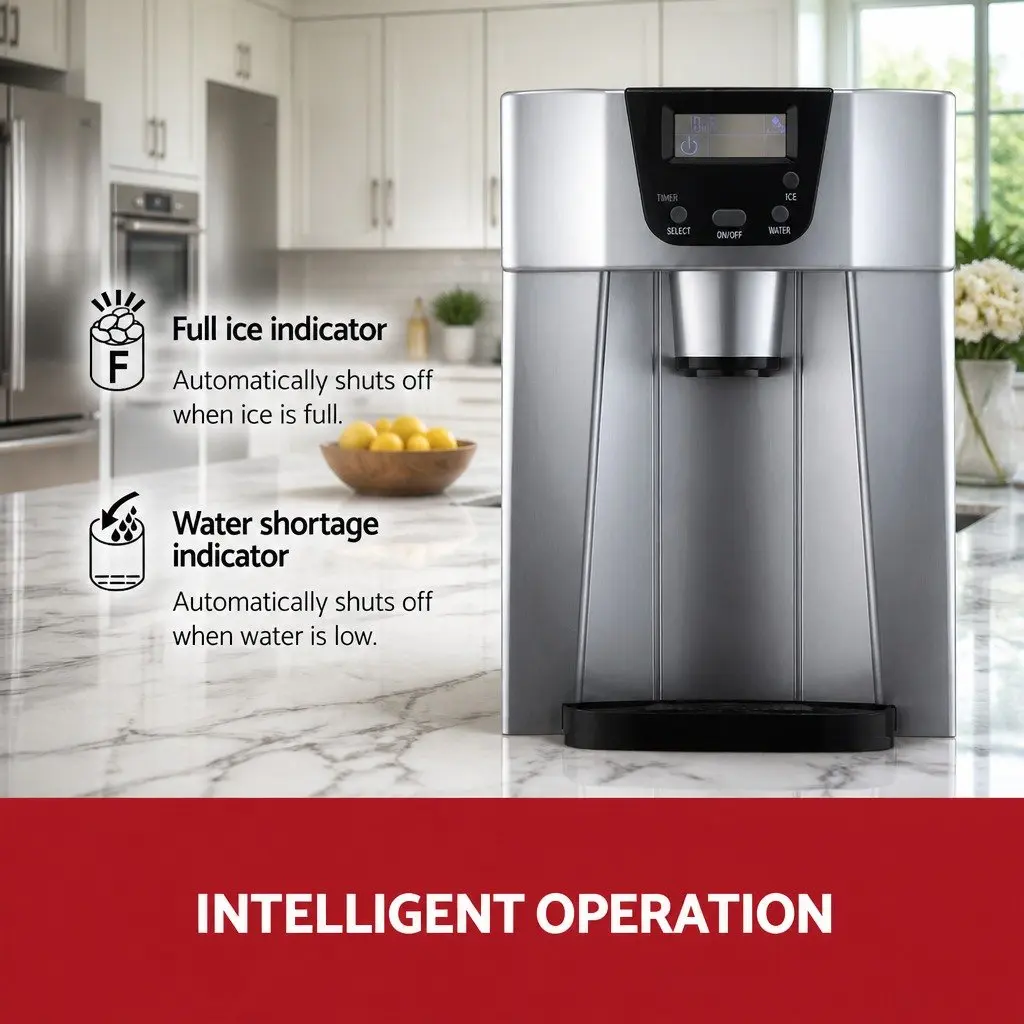 Ice Maker Silver 2L Countertop Portable Ice Cube Machine with Water Dispenser