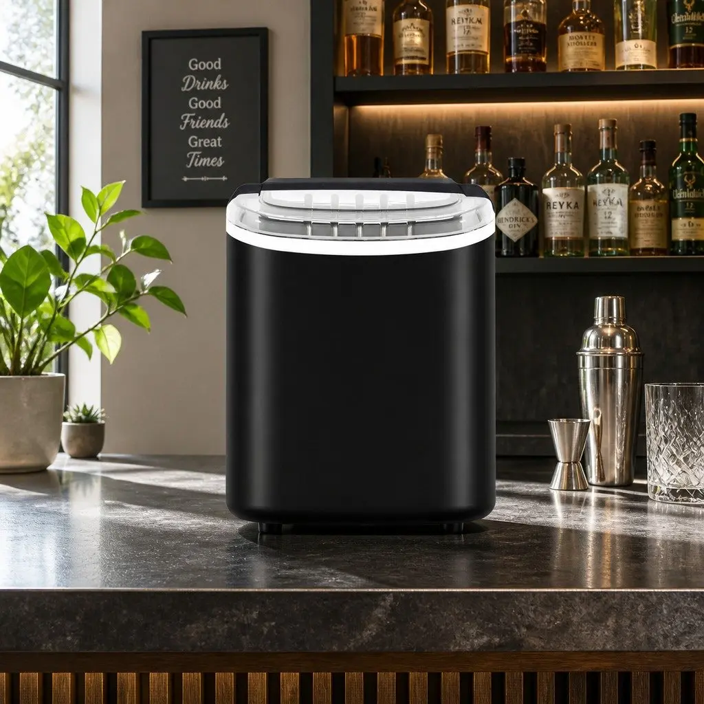 Portable Ice Maker Machine Countertop Ice Cube Tray 12kg Black Compact Bar Home