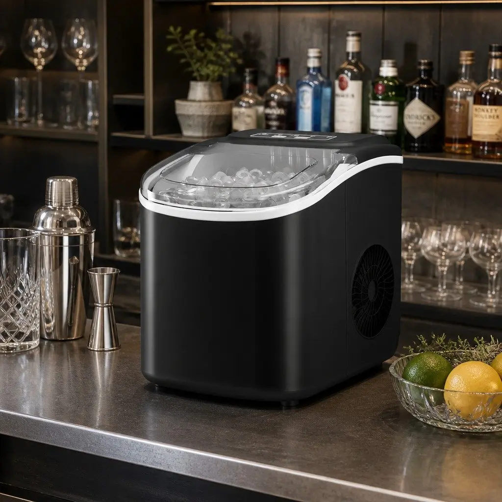 Portable Ice Maker Machine Countertop Ice Cube Tray 12kg Black Compact Bar Home
