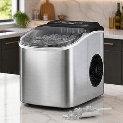 Ice Maker Machine 12kg Daily Capacity Bullet Cubes Countertop Silver Portable