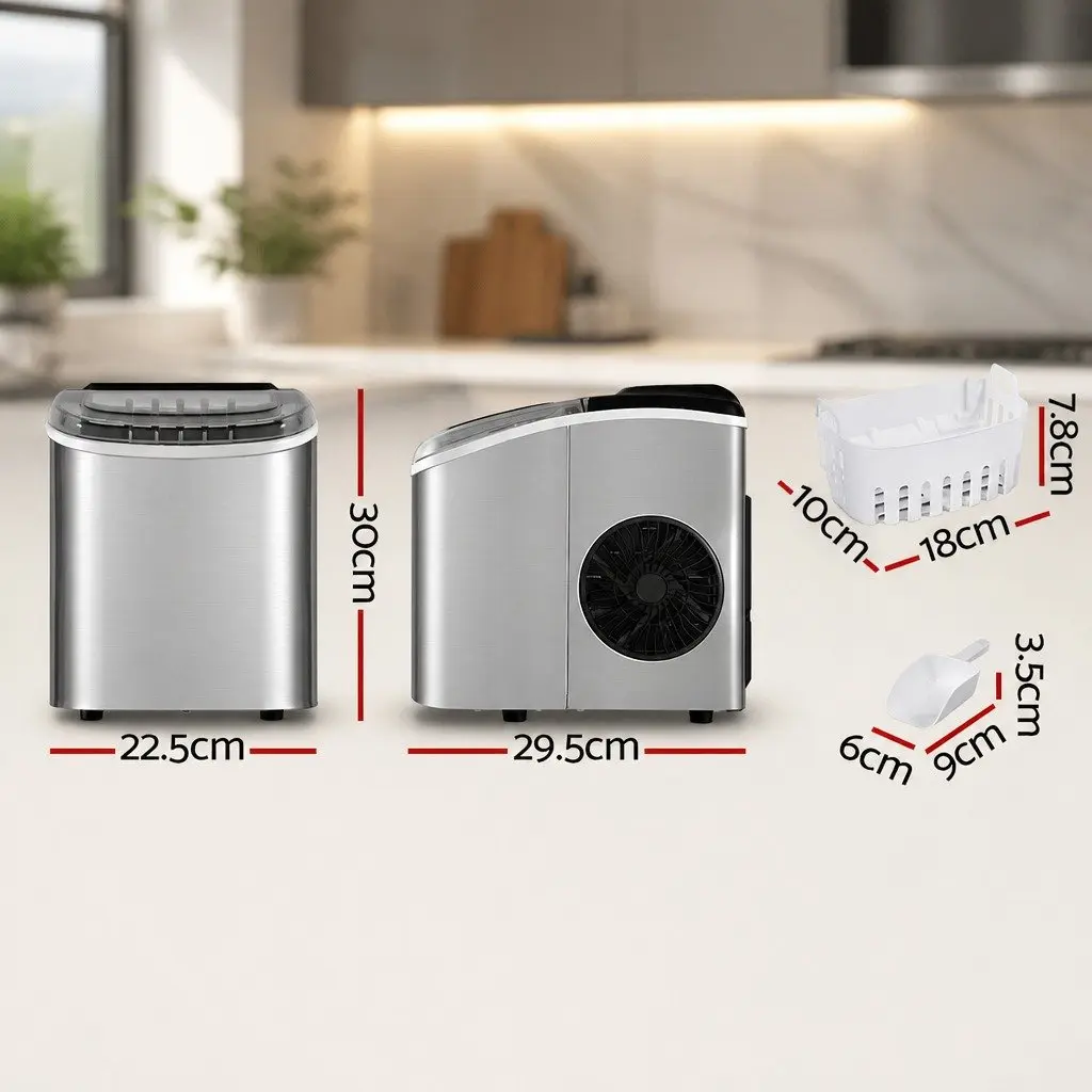 Ice Maker Machine Silver Portable Countertop 12kg Daily Capacity Bullet Cubes