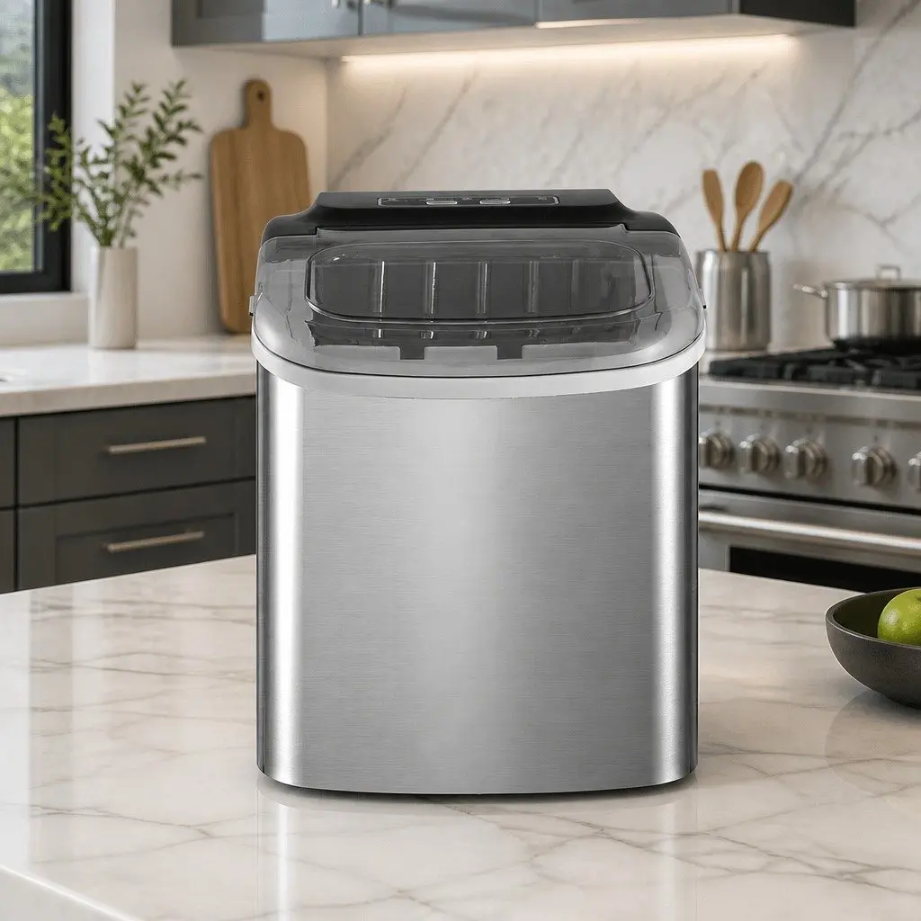 Ice Maker Machine Silver Portable Countertop 12kg Daily Capacity Bullet Cubes